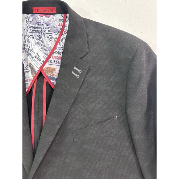 7 Downie St 48R black camo blazer jacket sport suit coat stretch mens willow - Picture 3 of 12